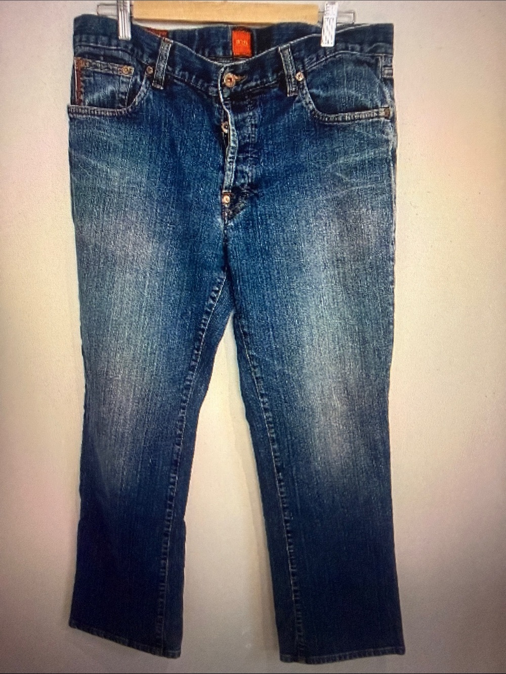 BOSS Hugo Boss Men Button Fly Straight Leg Denim Blue Jeans Size 38X34